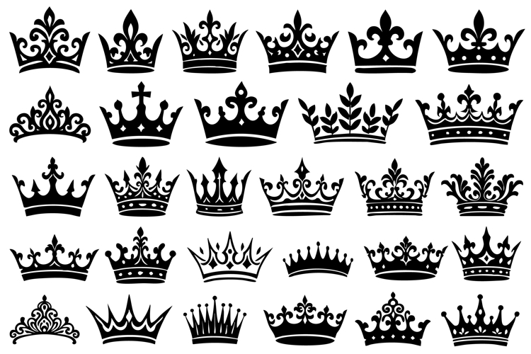 Royal King and Queen Crown Silhouette