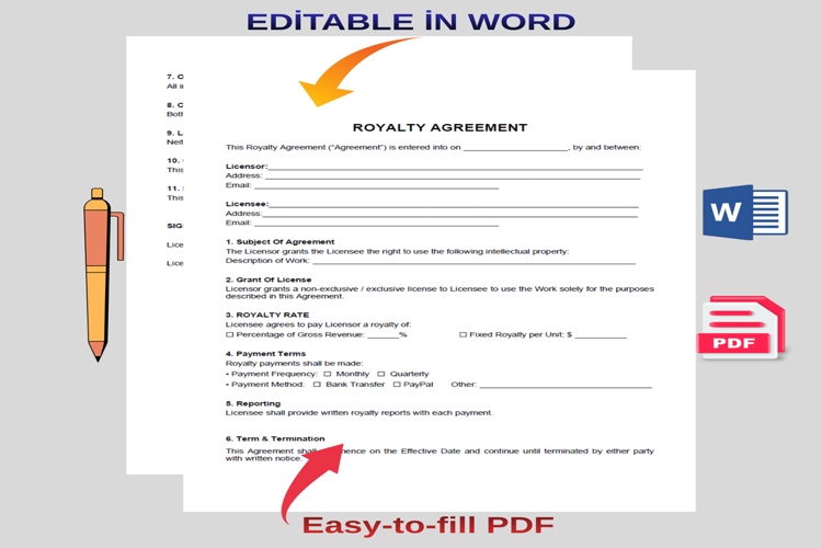 Editable Royalty Agreement Template