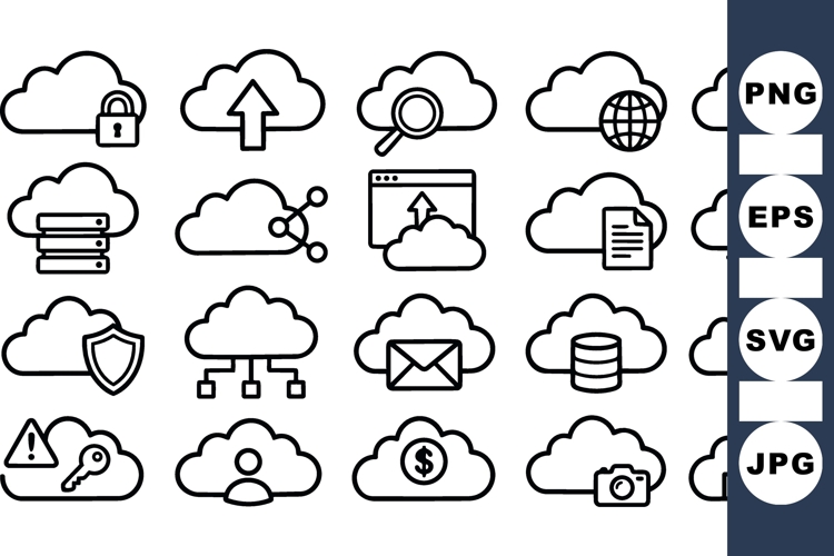 Vector Cloud Technology Icon Bundle for Web Design