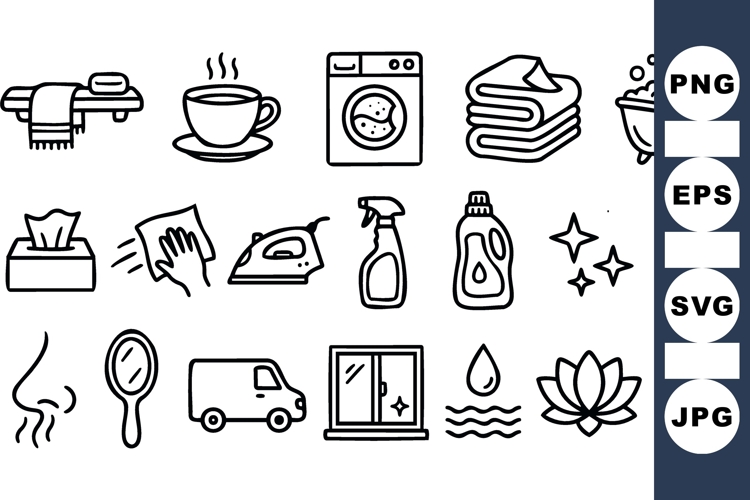 Minimalist Home Cleaning Icons Bundle For Printables