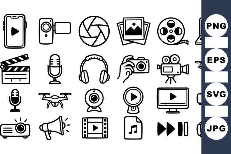 Vector Media Technology Icon Bundle Set
