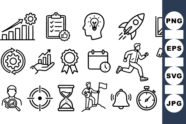 Business Productivity Icon Vector Set For Office Use