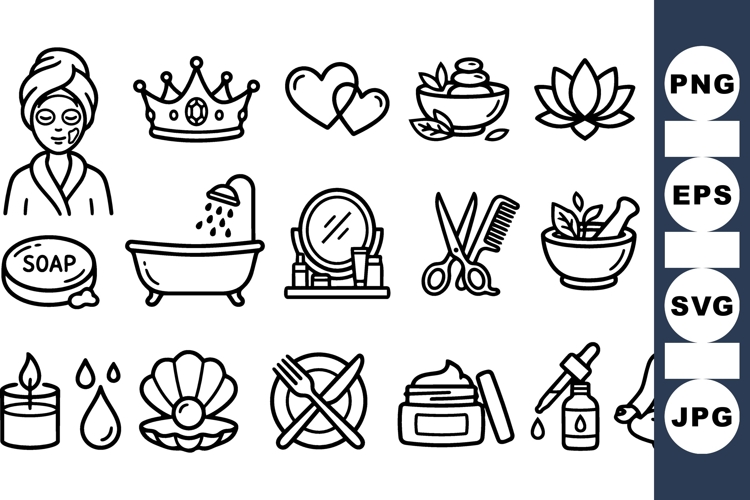 Minimalist Spa And Wellness Icon Set Bundle