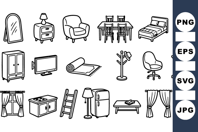 Modern Home Furniture Clipart Bundle For Interior Design