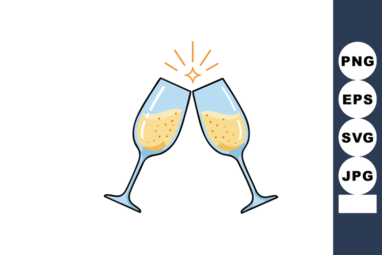 Champagne Glasses Clinking Celebration Toast Vector Illustra