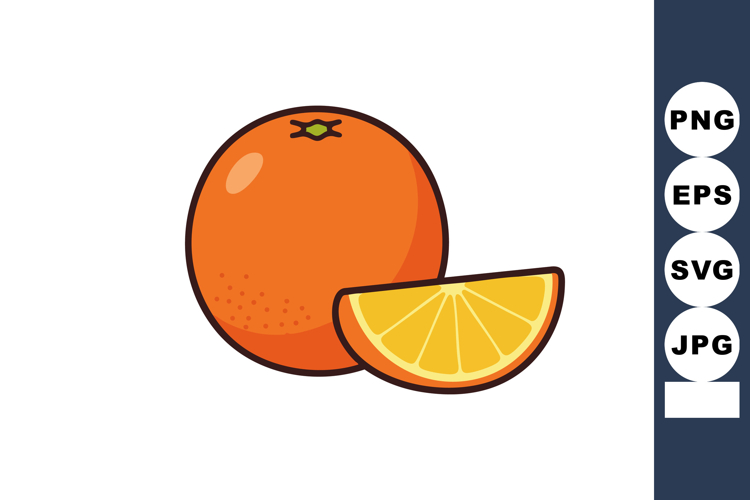 Orange fruit with fresh slice vector illustration for health