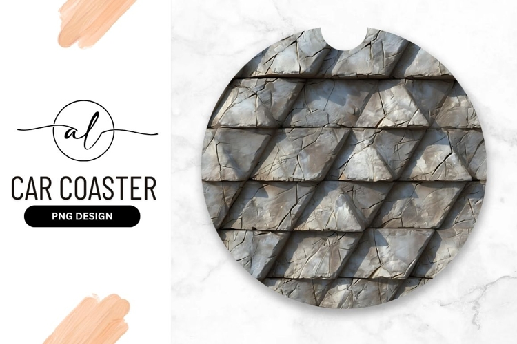 Stone Tile Texture Round Car Coaster