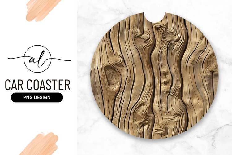 Abstract Wood Grain Pattern Round Car Coaster