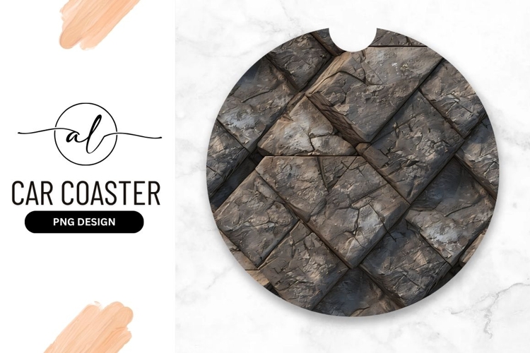 Stone Tile Texture Background Round Car Coaster