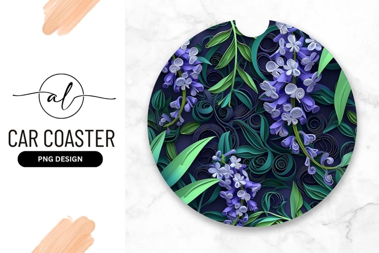 Purple Hyacinth Flowers And Green Leaves Design