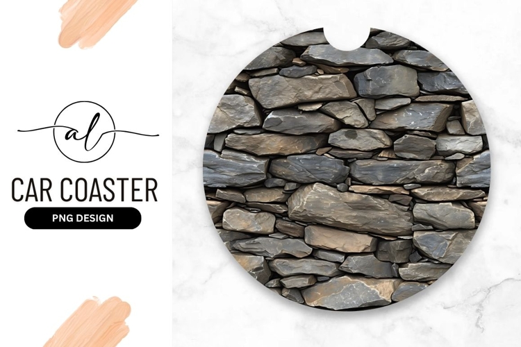 Round Stone Wall Car Coaster Png Texture