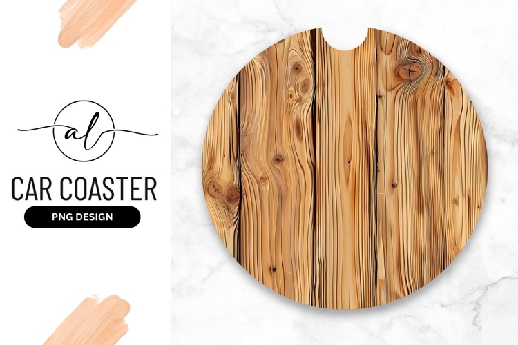 Wooden Round Car Coaster Png Mockup