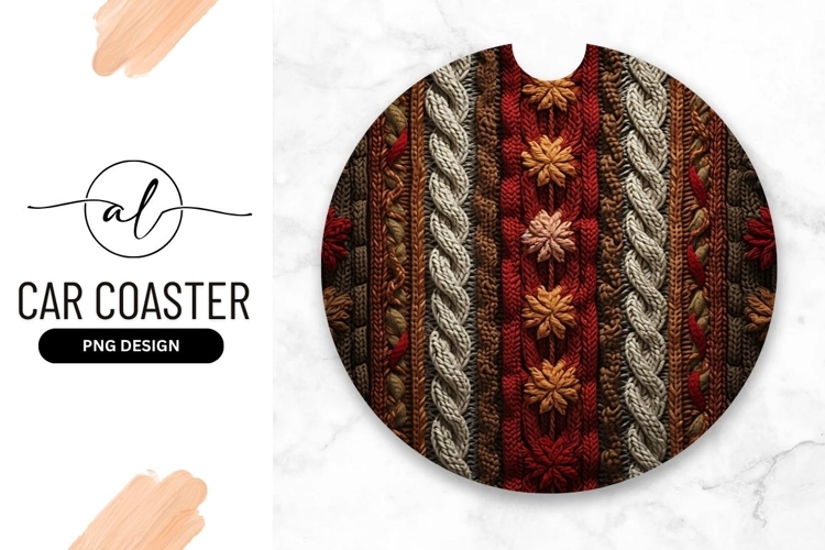 Knitted Texture Round Car Coaster Design