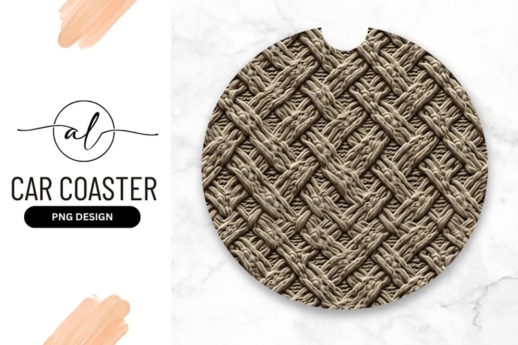 Woven Texture Close Up Round Car Coaster