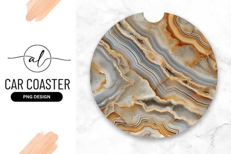 Abstract Agate Stone Round Car Coaster Png