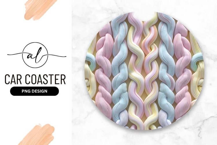 Braided Pastel Ropes Design Round Coaster Png