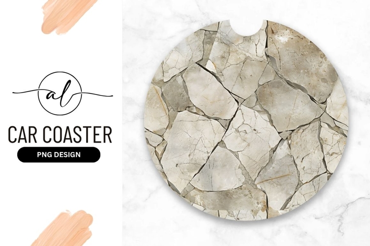 Round Cracked Stone Surface Round Car Coaster Png