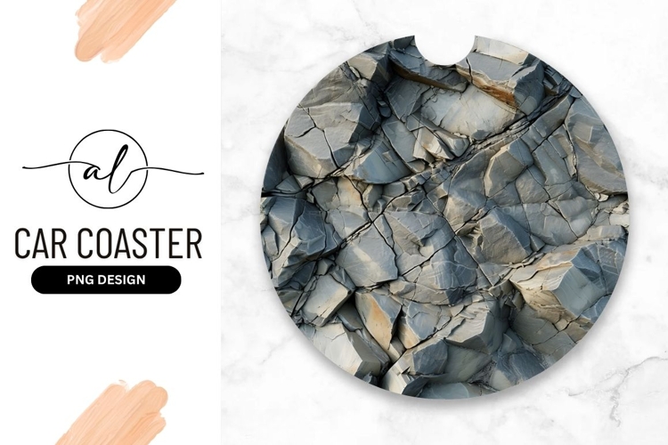Gray Rock Texture Design Round Car Coaster Png