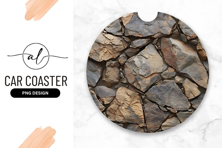 Stone Wall Texture Round Car Coaster Png