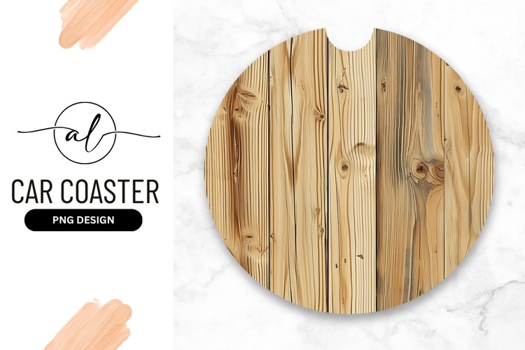 Wooden Planks Texture Round Car Coaster Png
