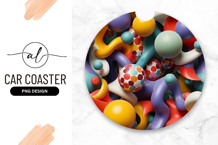Colorful Abstract Round Car Coaster Png Image