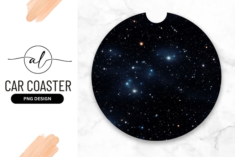 Circular Stars Galaxy Round Car Coaster Png