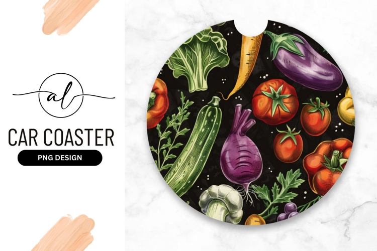 Vibrant vegetable coaster design