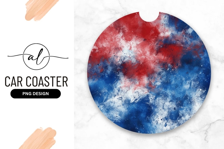 Round car coaster with abstract design