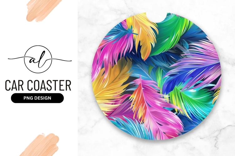 Tropical leaf pattern car coaster