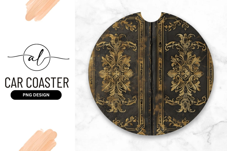 Antique gold round car coaster design