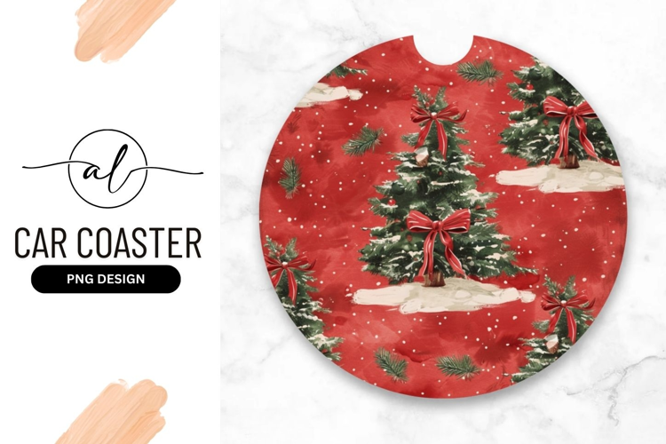Round car coaster with christmas tree design
