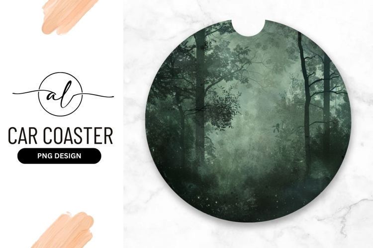 Enchanted forest round car coaster