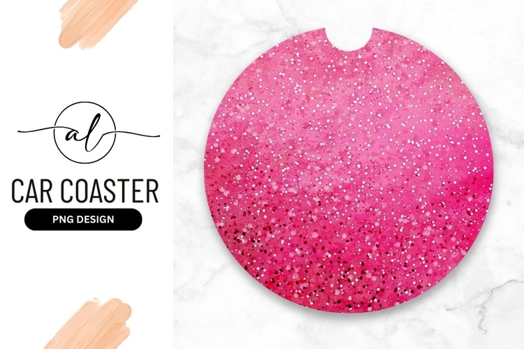 Round pink glitter car coaster png design