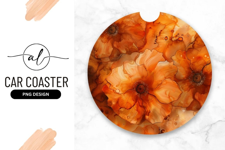 Round car coaster with floral design