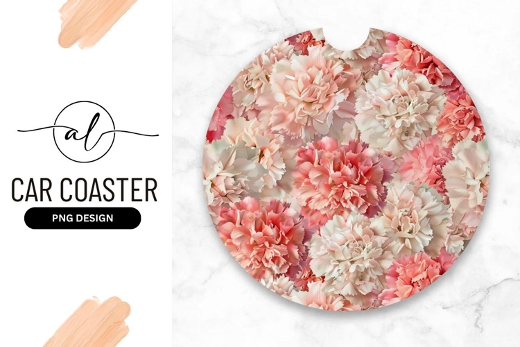 Round car coaster with floral design