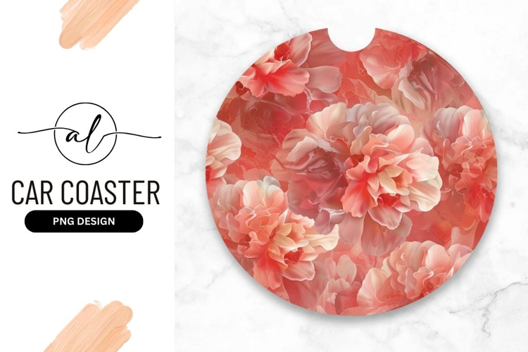 Round car coaster with floral design