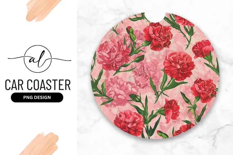 Floral round car coaster png design