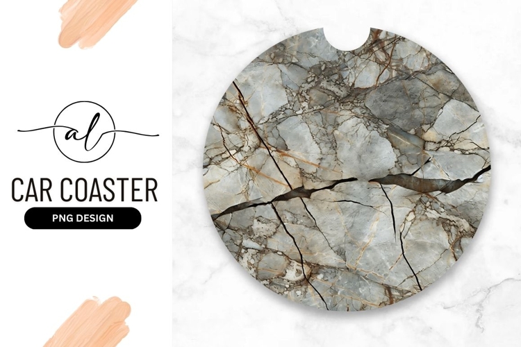 Gray Marble Round Car Coaster Png