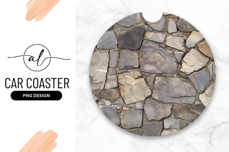 Stone Wall Texture Round Car Coaster Png example image 1