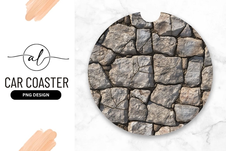 Stone Wall Texture Round Car Coaster