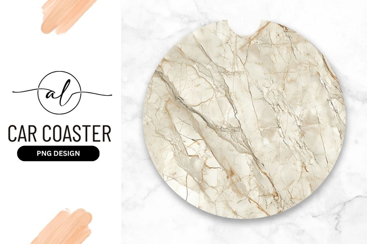 Beige Marble Texture Round Car Coaster Png
