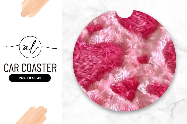 Pink Furry Hearts Pattern Round Background
