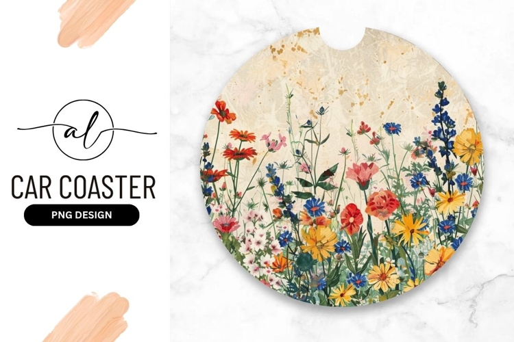 Colorful Floral Illustration in a Round Shape