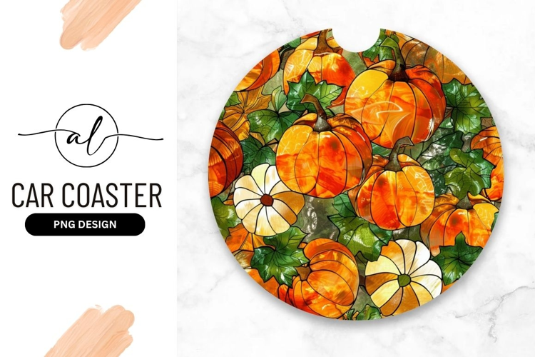 Orange Pumpkins and White Flowers on Green Leaves