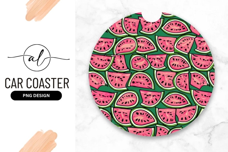 Watermelon Slices Pattern on Green Background