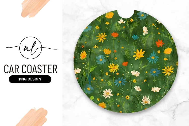 Colorful Floral Illustration in a Round Shape