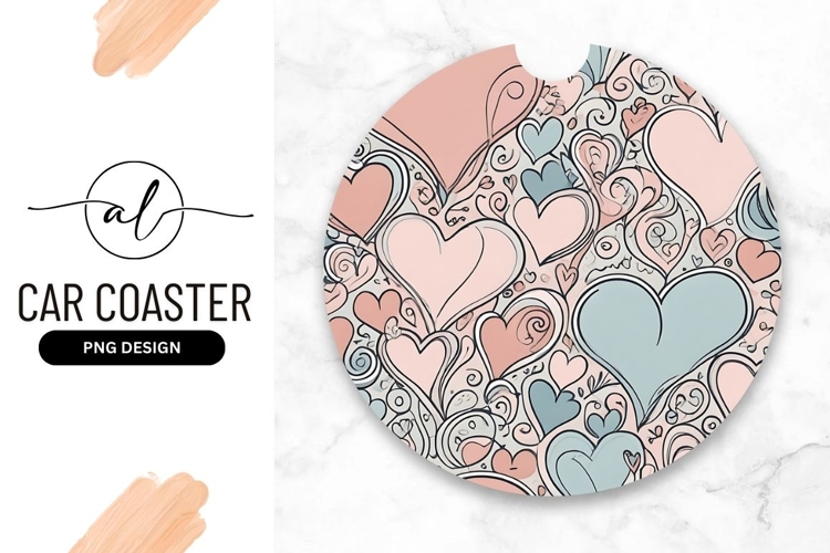 Artistic Heart Pattern For Round Car Coaster