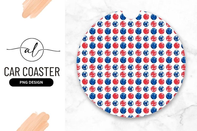 Round Car Coaster Png with Red and Blue Dot Pattern