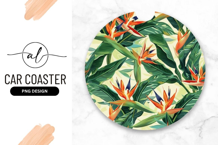 Bird of Paradise Flowers and Green Leaves Pattern