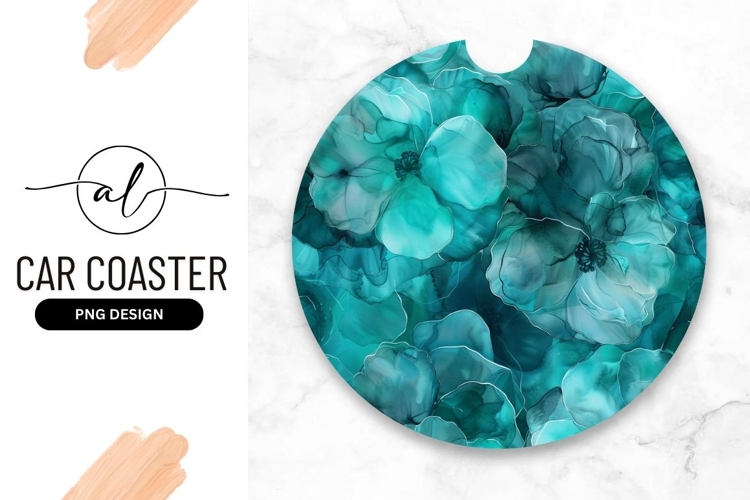 Teal And Turquoise Flowers Abstract Alcohol Ink Art